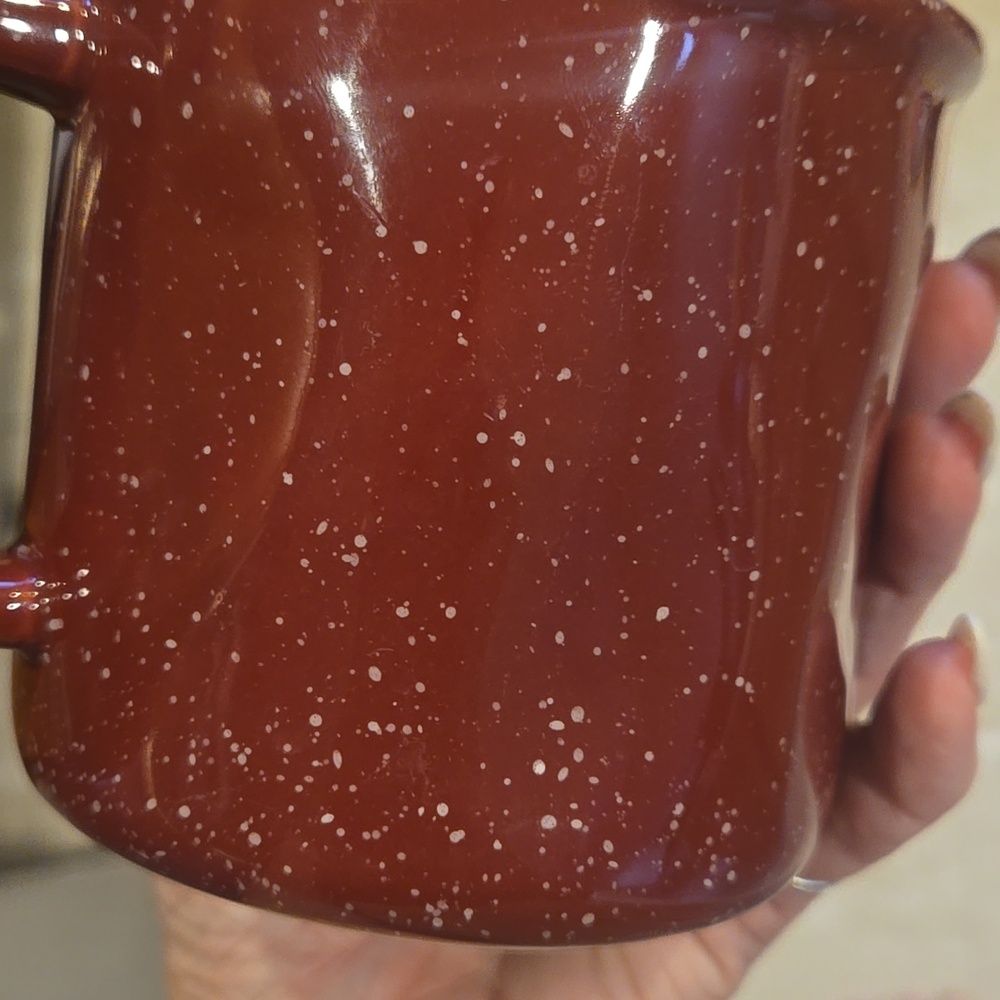 Rae Dunn Artisan Collection By Magenta Burgundy Speckled "Happy Camper" Mug - Picture 4 of 6